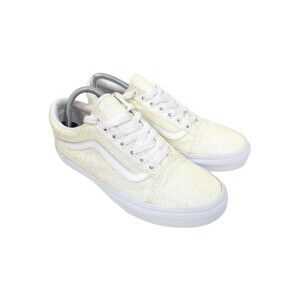 Vans Unisex Old Skool UV Glitter Sneakers White Shoes Men 7 Women 8.5